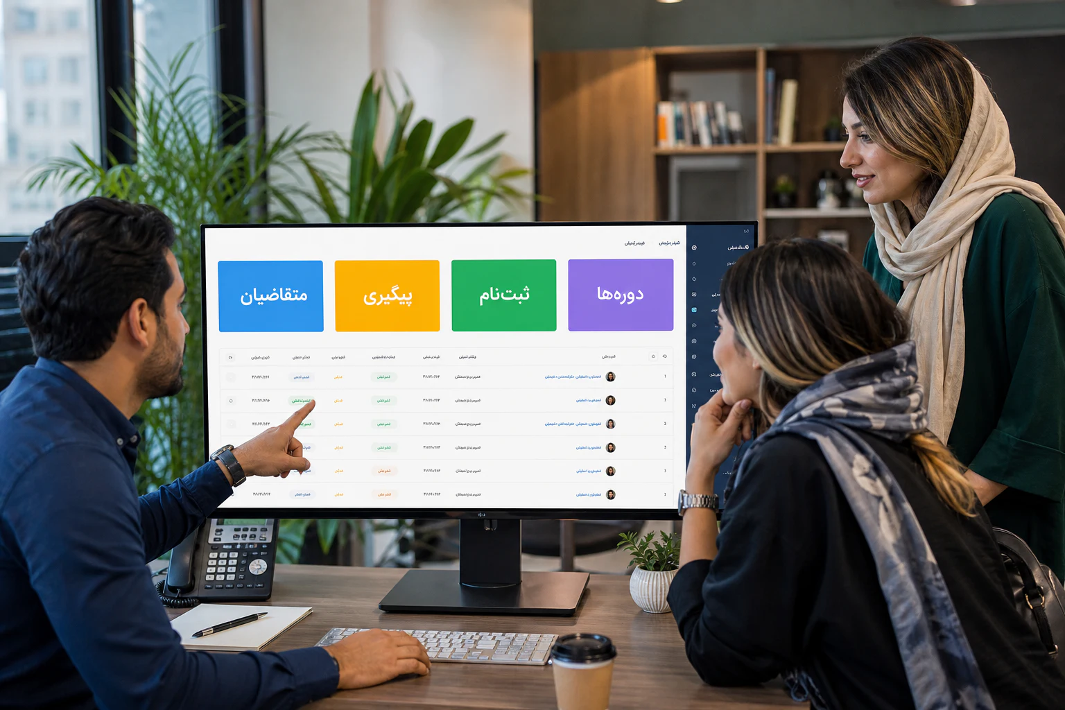 تیم آموزش آنلاین در حال مدیریت جذب هنرجو، پیگیری فروش و ثبتنام دوره در CRM لیدانا