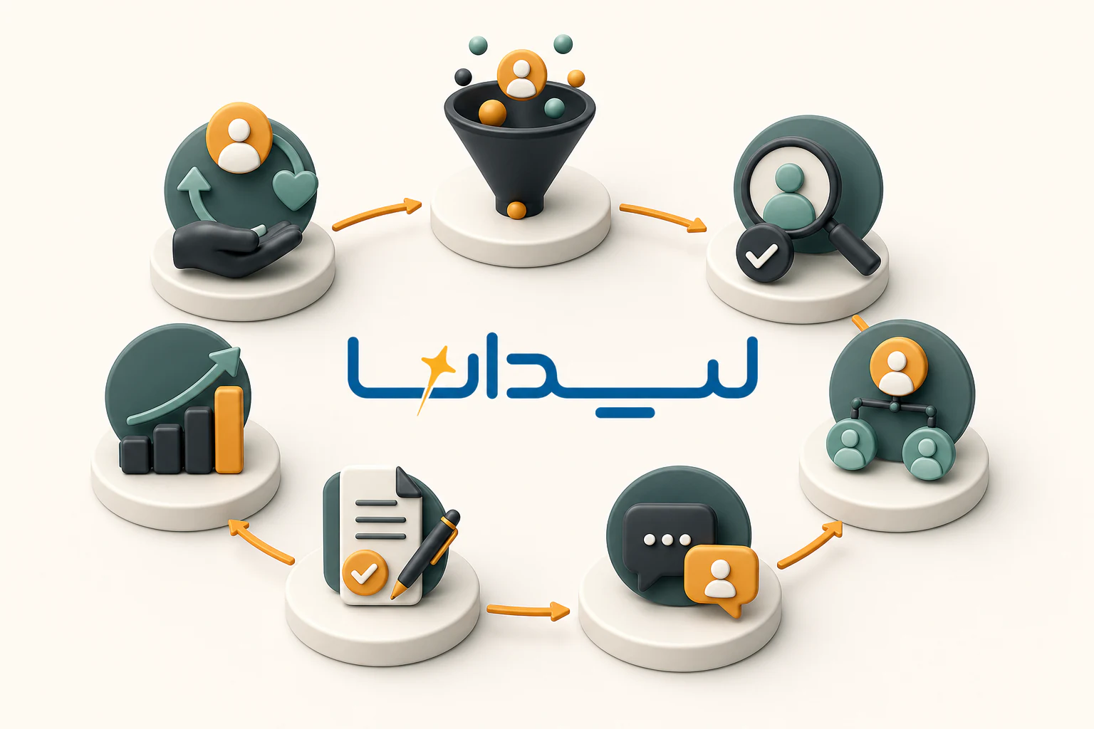 اینفوگرافیک چرخه زندگی لید از جذب تا تبدیل و نگهداشت