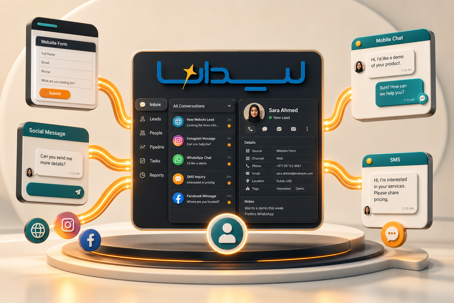 جذب یکپارچه لید از همه کانالها در CRM لیدانا