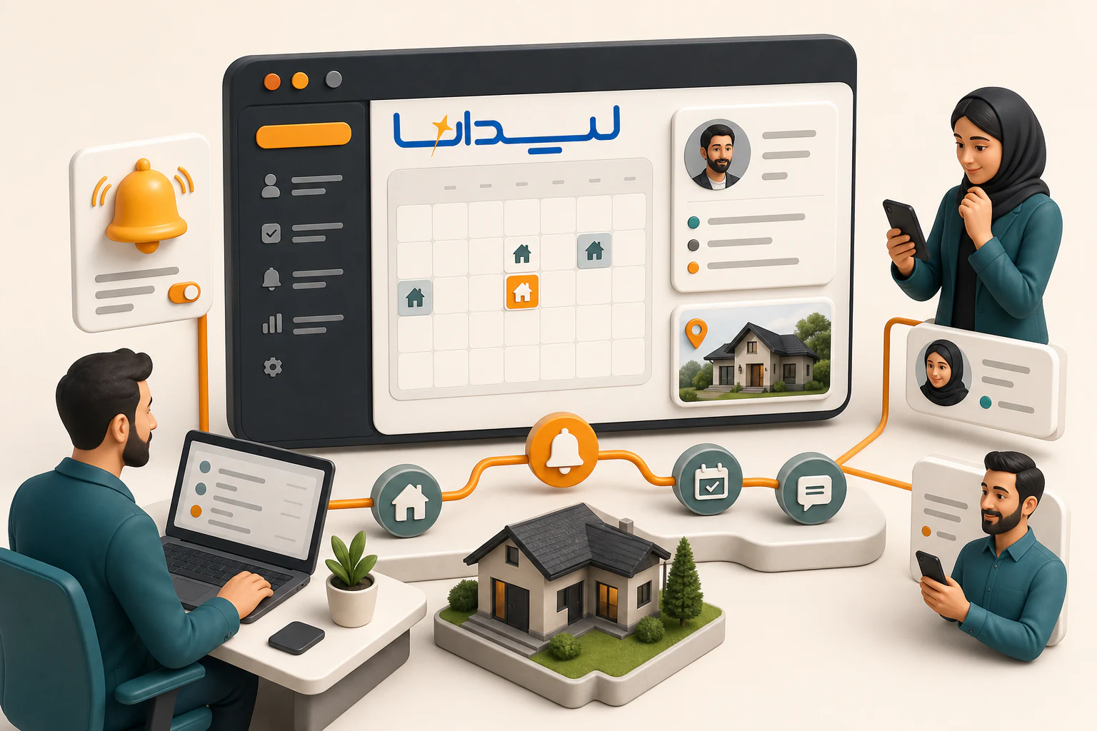 یادآور خودکار بازدید ملک و پیگیری مشتری در CRM لیدانا