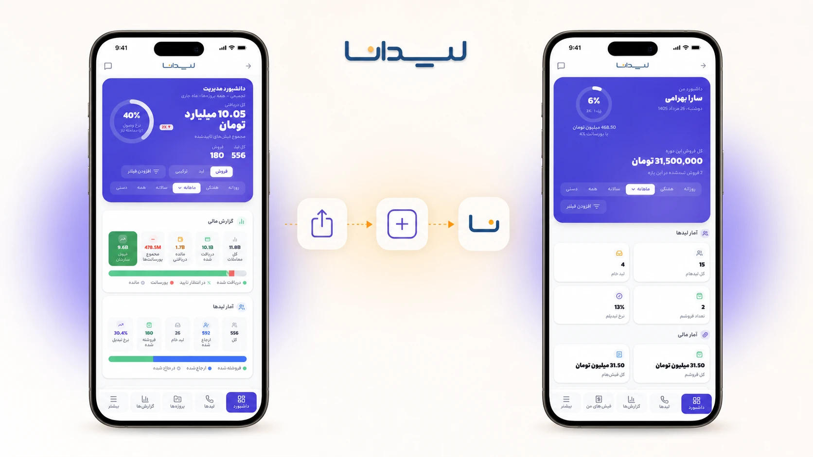 مراحل نصب وباپلیکیشن لیدانا روی صفحهی خانهی آیفون و اندروید